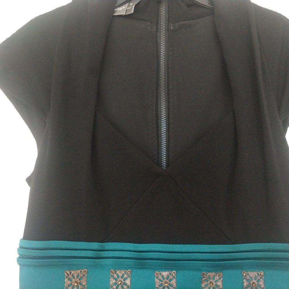 Black and teal cocktail dress